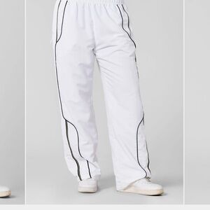 Youngla White Drift Track Pants with Black Trim